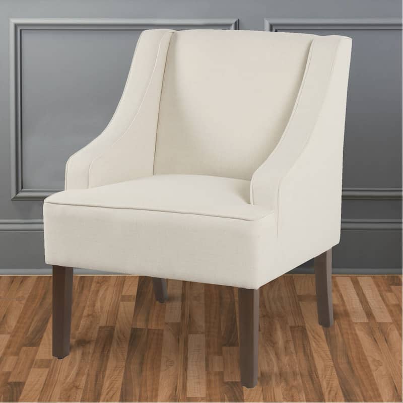 Fabric Upholstered Wooden Accent Chair with Swooping Armrests and Damask Pattern Design - 33.25 H x 25 W x 27.75 L Inches