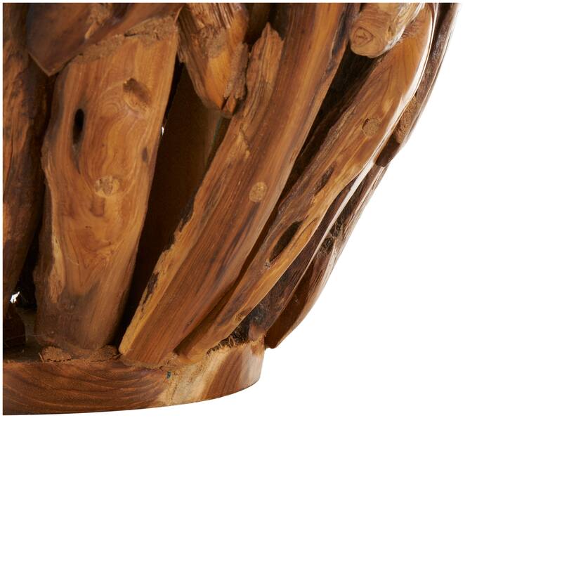 Brown Teak Wood Handmade Live Edge Tree Branch Pot Vase