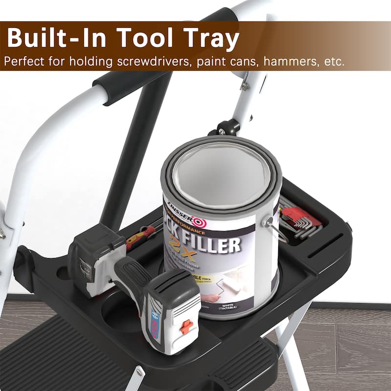 5-Step Folding Ladder with Handrails & Tool Platform