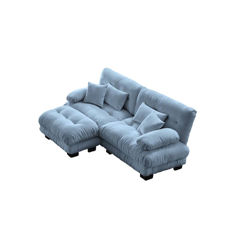 94.4" Chenille Cloud Sofa with Convertible Ottoman