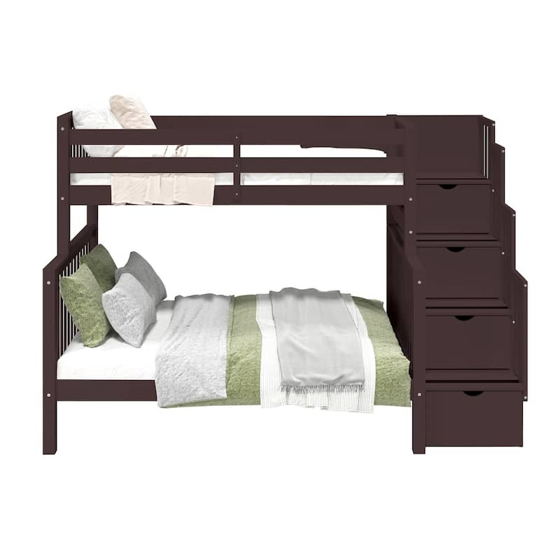 Taylor & Olive Trillium Twin over Full Stairway Bunk Bed