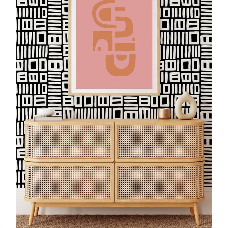 Black Pepper Paperie Black Traverse Peel & Stick Wallpaper