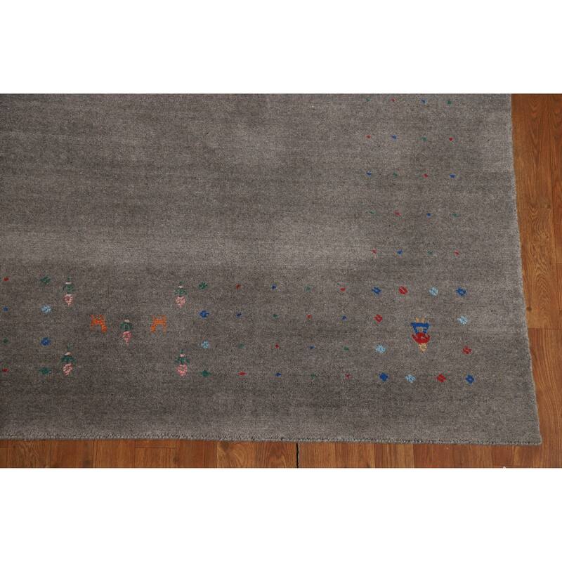 Hand Knotted Oriental 100% Wool Carpet Tribal Tribal Greys & Charcoal Gabbeh Area Rug - 10' 1'' X 8' 3''