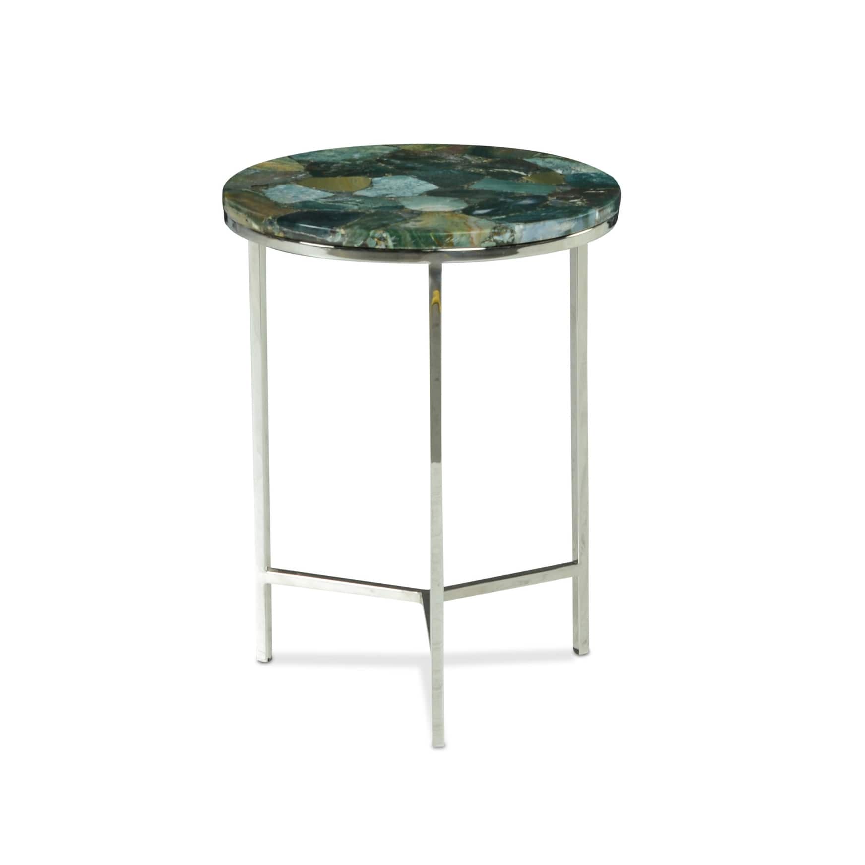 Accent Side Table,Chrome Base End Table with Jasper Stone Top in