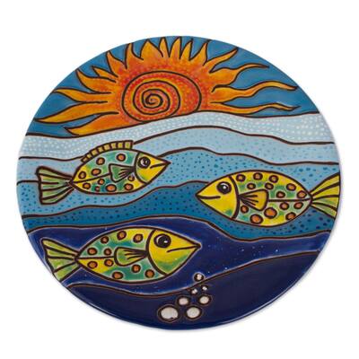 NOVICA Fish Under the Sun, Ceramic wall art