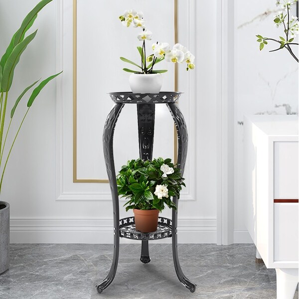 32 Inch 2Tier Iron Plant Stand Planter Rack Flower Pots