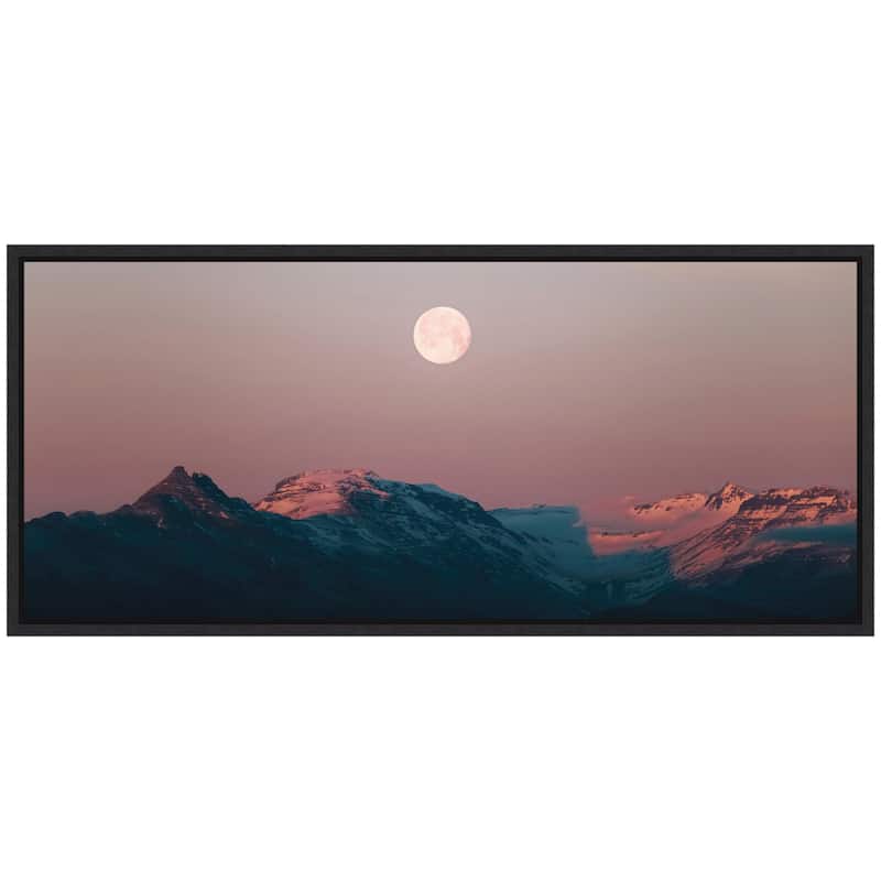 Kate and Laurel Sylvie Panoramic Pastel Moonrise over Icelandic Mountains Framed Canvas by Michael Schauer