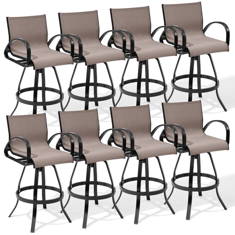 Crestlive Products Outdoor Patio All-weather Aluminum Swivel Bar Stools Sunbrella - Augustine Ashe - 8PC