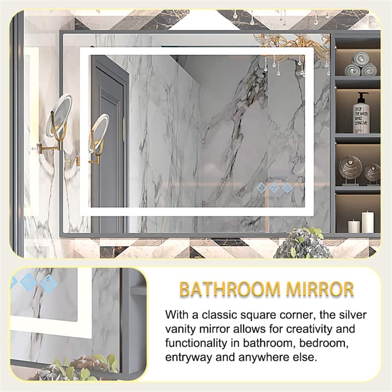 Hanging Plates Wall Mount Lighted Mirror