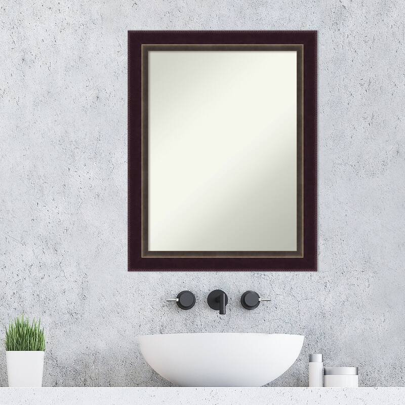 Non-Beveled Wood Bathroom Wall Mirror - Signore Bronze Frame