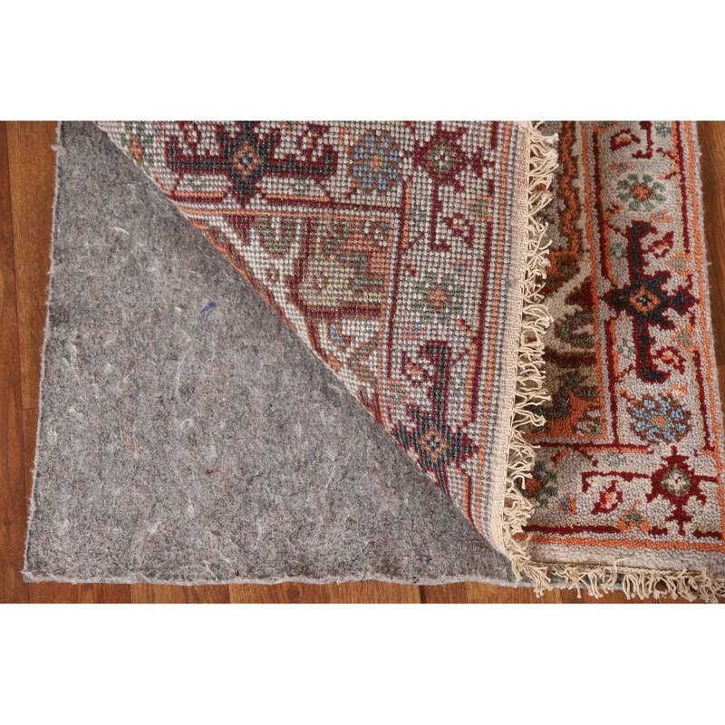 Geometric Heriz Serapi Indian Rug Hand-Knotted Grey Wool Carpet - 2'0"x 3'0"