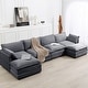 preview thumbnail 144 of 153, Corduroy Sectional Sofa with Removable Ottomans & Ultra-soft Cushions for Living Room & Bedroom 4 Seats with 2 Ottomans - Dark Gray