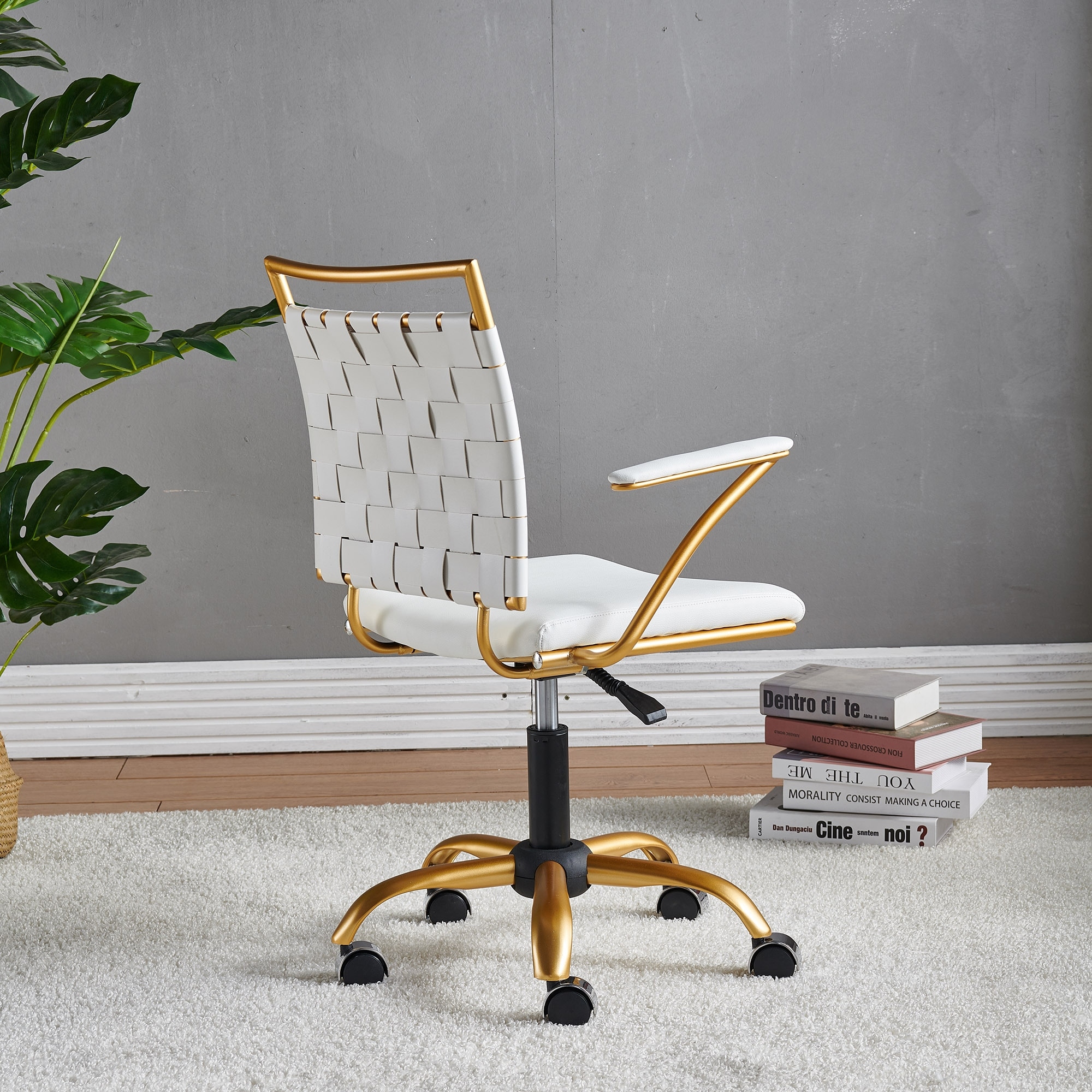 White and gold sales ergonomic office chair
