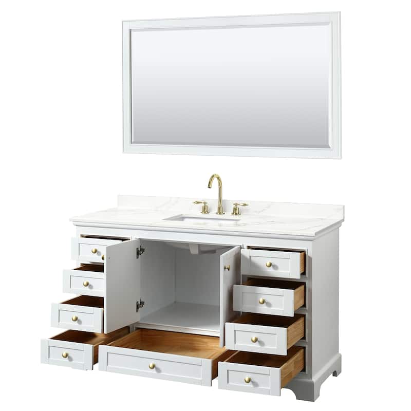 Deborah 60-inch Single Vanity, Quartz Top, 58-inch Mirror
