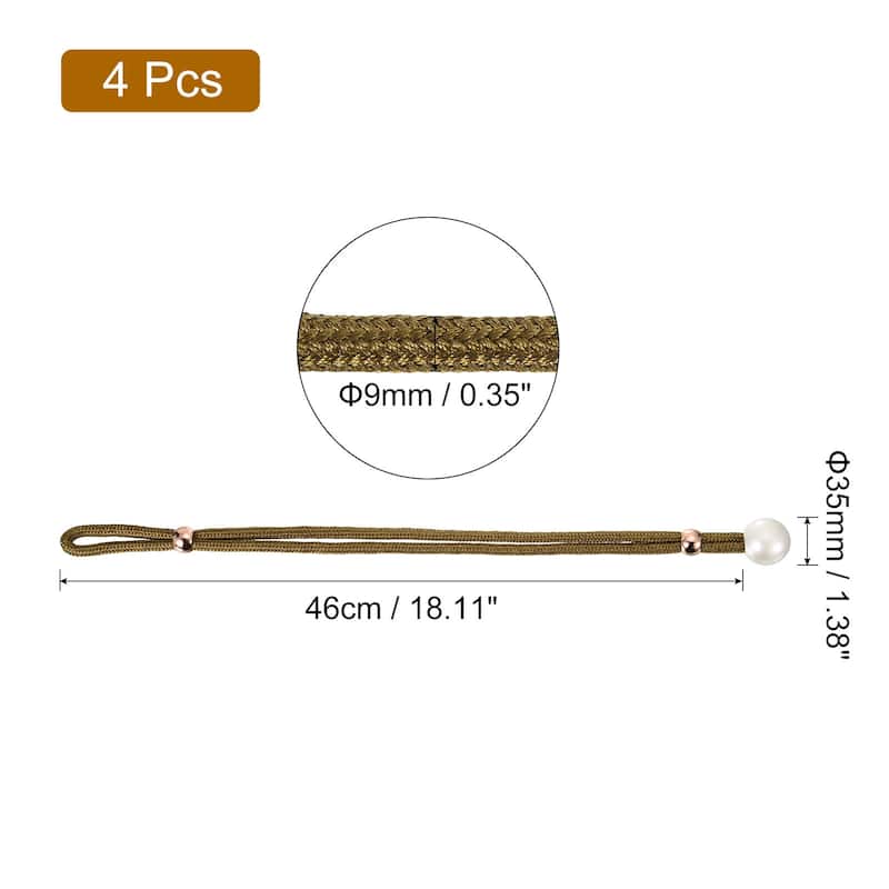 Curtain Tieback, 4 Pack Polyester Hand Woven Rope Curtain Holdback - Coffee