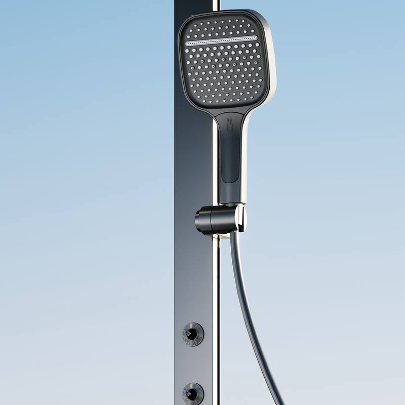 12.99" Solid Brass Five-function Digital Display Thermostatic Shower System with Rough in-Valve - Gunmetal gray