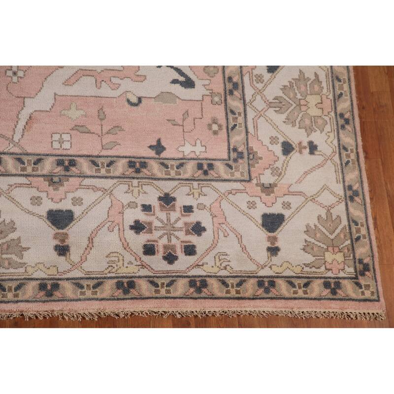 Pink Oushak Oriental Large Rug Hand-Knotted Wool Carpet - 10'0"x 13'10"