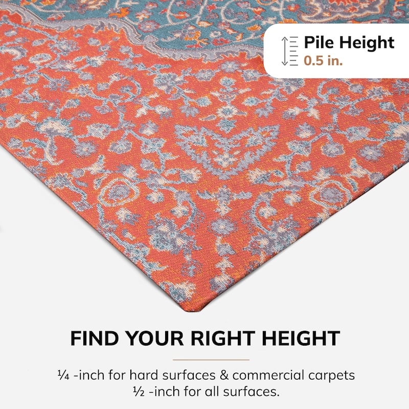 Jani 36"x48" Rug'd Chair Mat-Rug Style Office Chairmat for Carpet & Hard Floors| 0.5" Thick |Non-Slip, Foldable Desk Chair Mat
