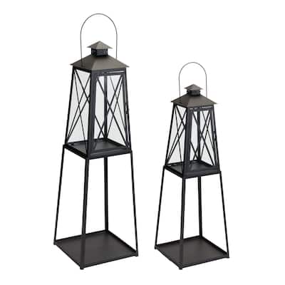 Set of 2 Traditional Candle Lantern with Stand 3.5'