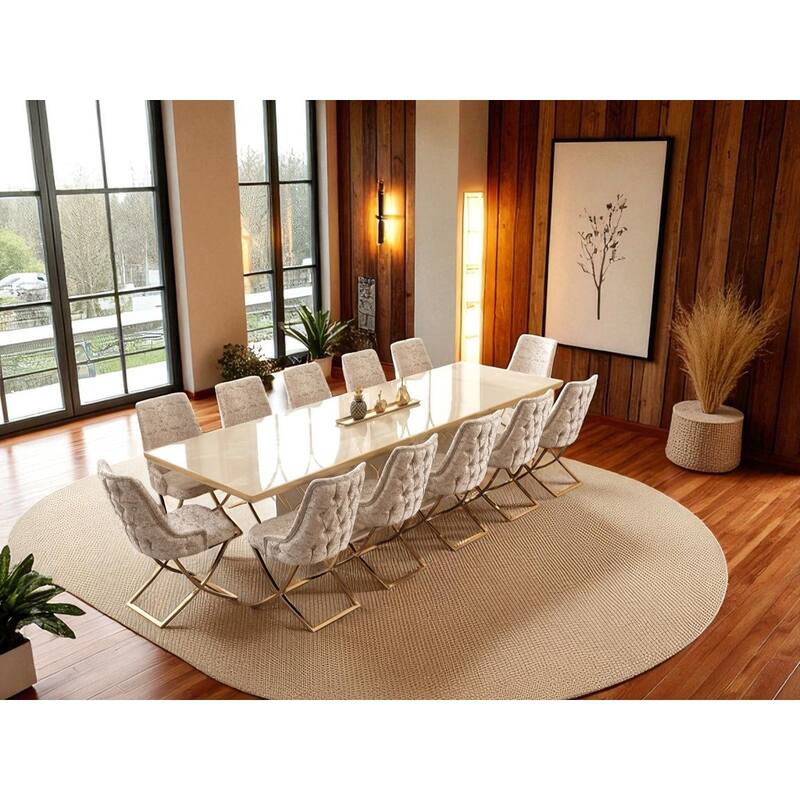 Marco Rectangular Dining Table And Slat Back Dining Chair Set - For 12 People