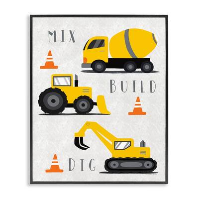 Stupell Mix Build Dig Trucks Framed Giclee Art Design By Elizabeth Tyndall