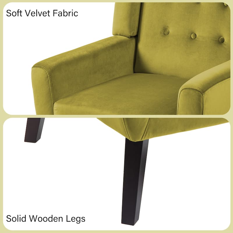 Modern Accent Chair Cotton Linen Upholstered Chair for Living Room