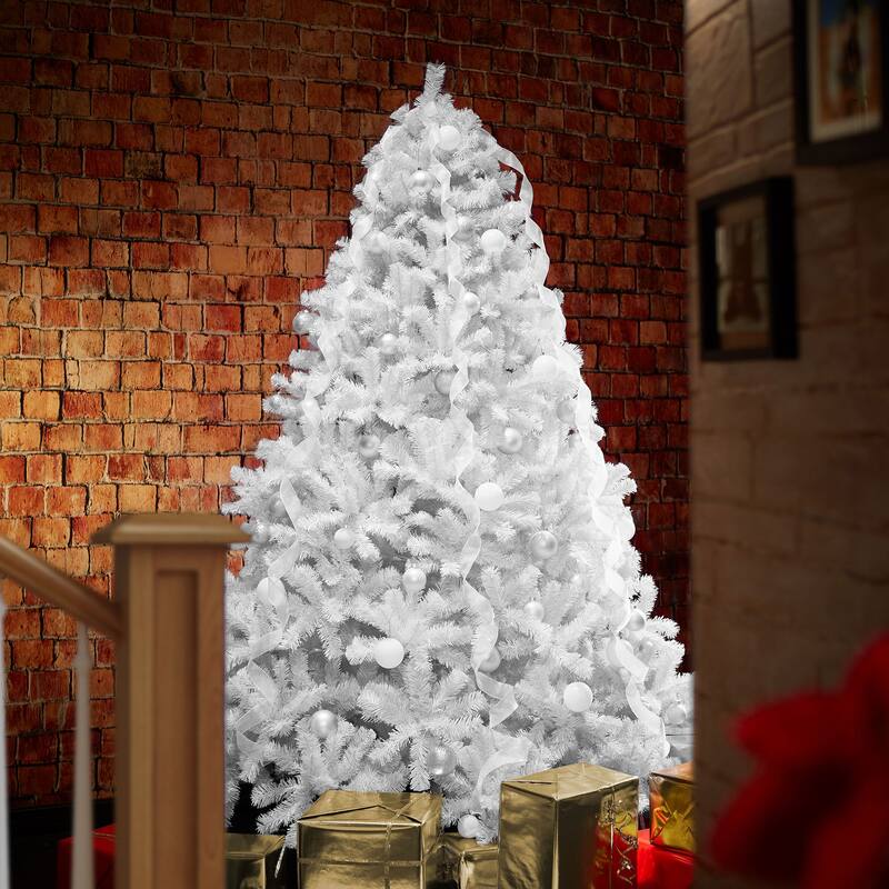 6ft White Spruce Artificial Holiday Christmas Tree with Metal Stand - 6 ft