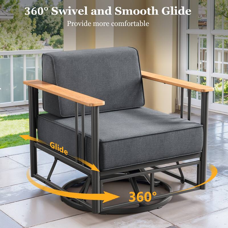 Pocassy 5PCS Swivel Chair with Fire Table