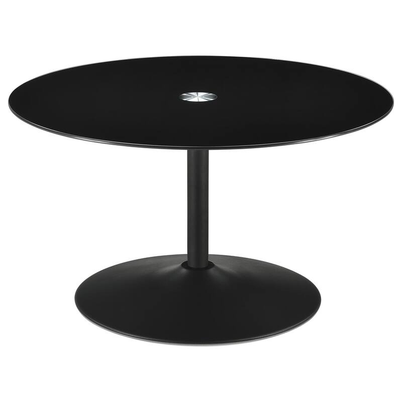 Ganso Round Glass Top Coffee And End Table Set Black