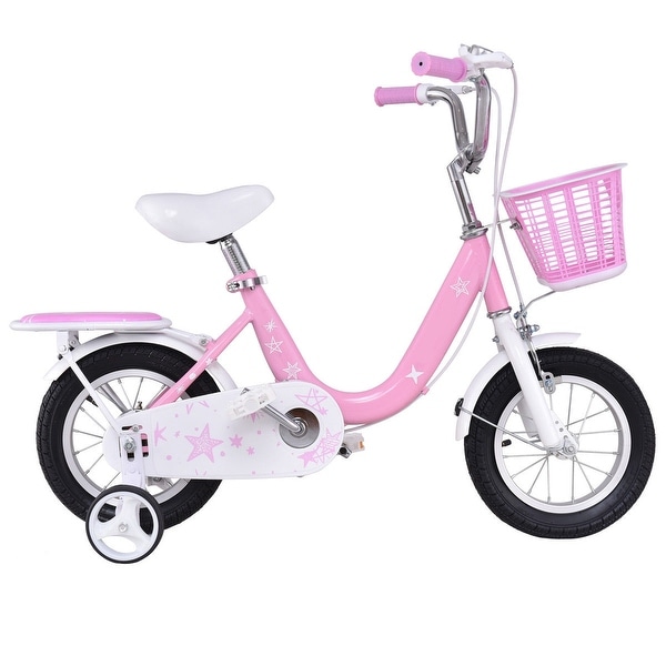 Shop Costway 16 Kids Bike Bicycle Children Boys  Girls With Training Wheels And Basket Pink -5833