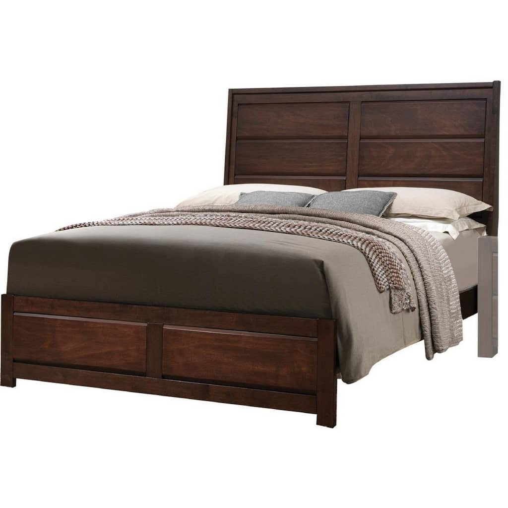 Raised Panel Design Wooden Eastern King Bed with Sleek Legs, Walnut Brown