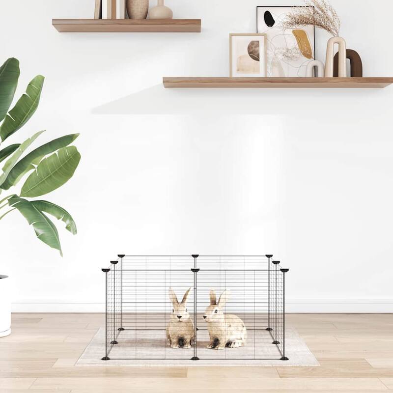 vidaXL Pet Cage Black Powder-coated steel Small Collapsible Pet Cage - 13.8 x 13.8 x 27.6 in