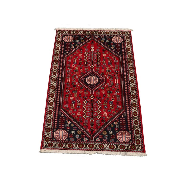 2'9''x4'7'' Hand Knotted Wool Red Abadeh Traditional Rug - 2' 9'' x 4' 7''