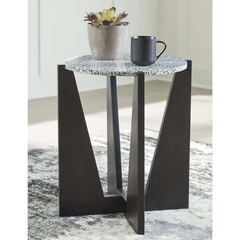Signature Design by Ashley Tellrich Black/White Accent Table - 20.25" W x 20.25" D x 23.5" H