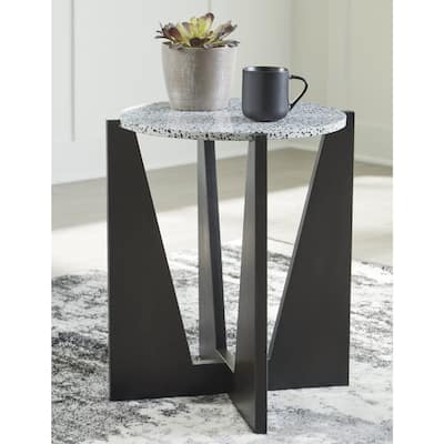 Signature Design by Ashley Tellrich Black/White Accent Table - 20.25" W x 20.25" D x 23.5" H