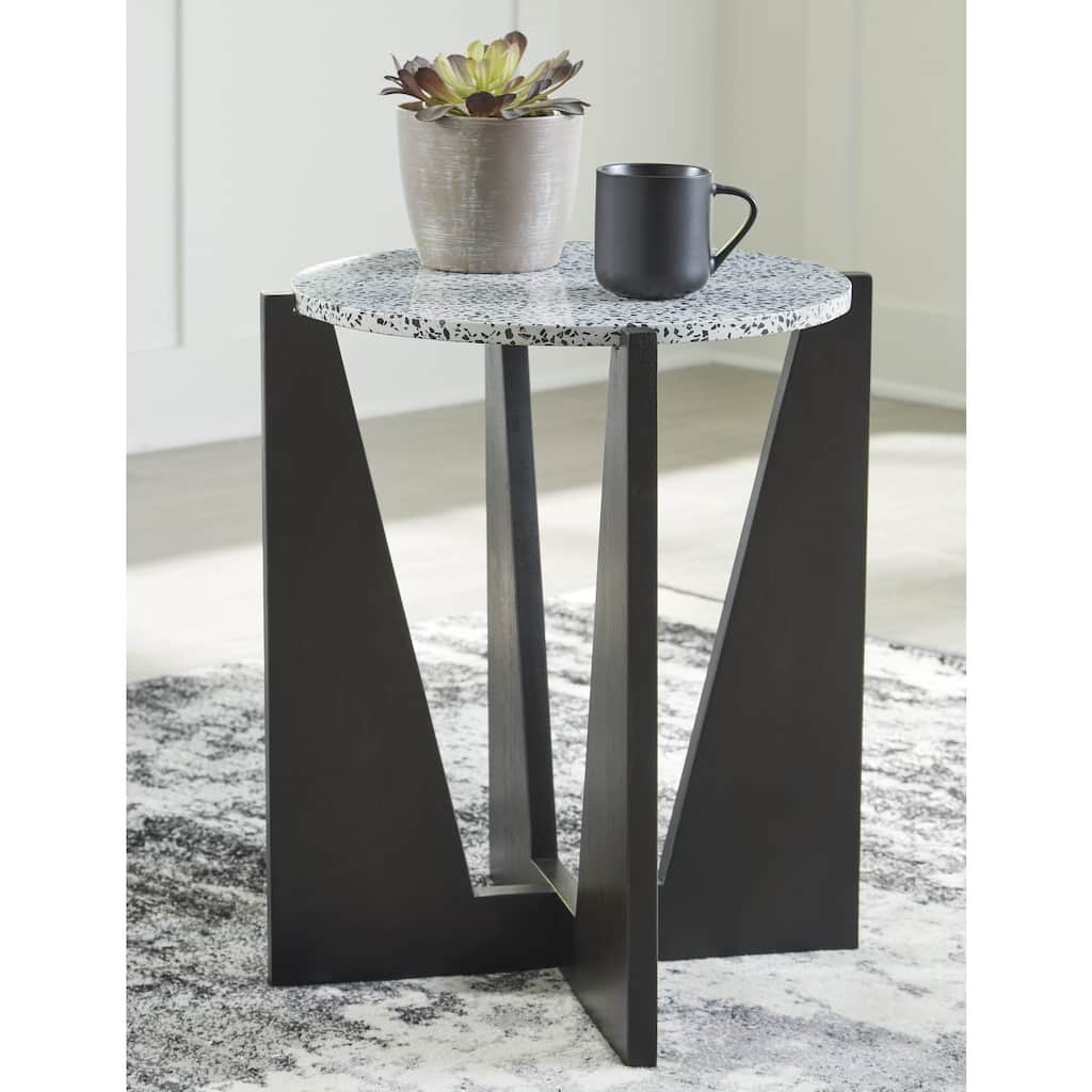 Signature Design by Ashley Tellrich Black/White Accent Table - 20.25" W x 20.25" D x 23.5" H