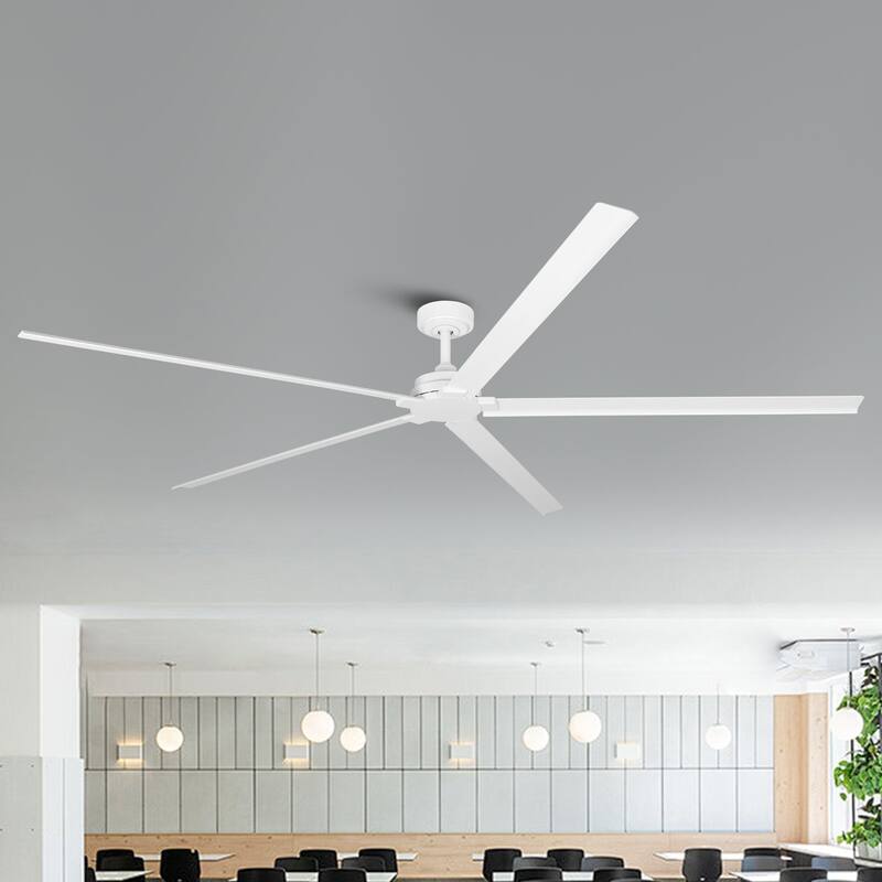 Ceiling Fan 84" Industrial 5-Blade White IPX4 Outdoor Use