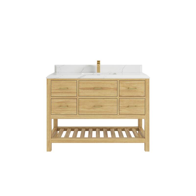 Willow Collections 48 in. W x 22 in. D Parker Solid Teak Single Sink Bathroom Vanity with Countertop