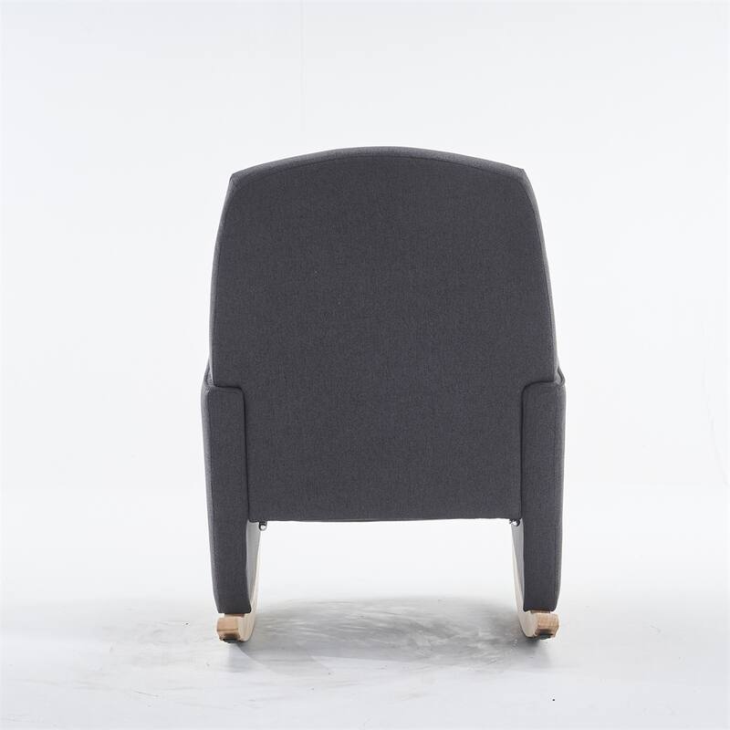 Cotton Linen Fabric Rocking Chair With Adjustable Footrest