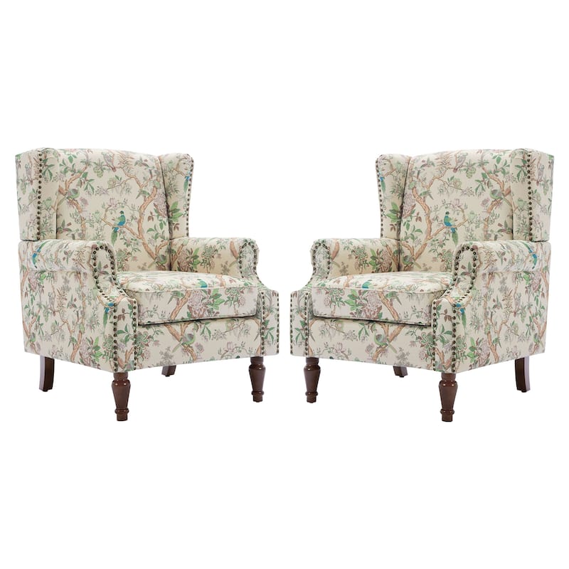 Traditional Nailhead Trim Armchair Accent Chairs Set of 2
