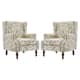 Upholstered Nailhead Trim Armchair Wingback Accent Chairs Set of 2