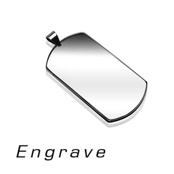 Plain Medium Sized Engravable Stainless Steel Dog Tag Pendant (26.7 mm Width)