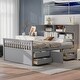 preview thumbnail 11 of 15, Full Size Captain Platform Bed Frame with Storage Bookcases and Shelves, Four Drawers,White