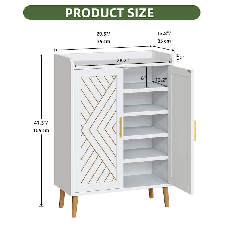 Moasis 5-Tier Shoe Storage Cabinet Shoe Organizer with Doors for Hallway