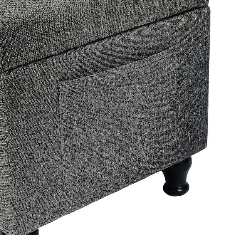 Adeco Tufted Storage Ottoman Bench for Living Room Bedroom