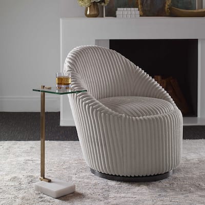 Uttermost Butler 8" Wide Modern Luxe Chairside Accent "C" Pull-Up