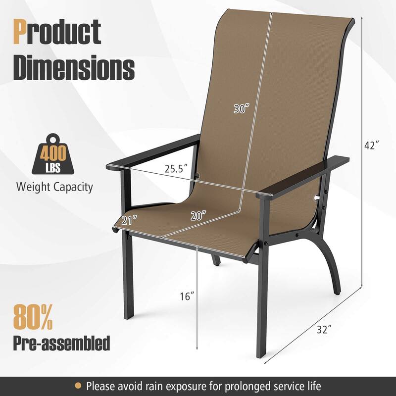 Costway 1/2/4PCS Adirondack Chair with 400 lbs Weight Capacity High
