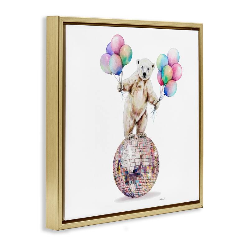 Stupell Polar Bear & Balloons Framed Floater Canvas Wall Art Design By Amanda Greenwood