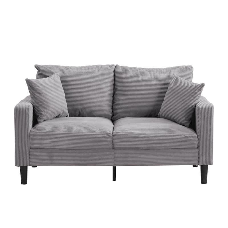 5-Seat Corduroy Sofa Set (3-Seater + 2-Seater) with High-Density Sponge Cushions & Sturdy Hardwood Frame