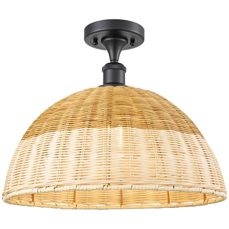 Innovations Lighting 516-1C-13-16 Bristol Natural II Semi-Flush - Matte Black / Natural